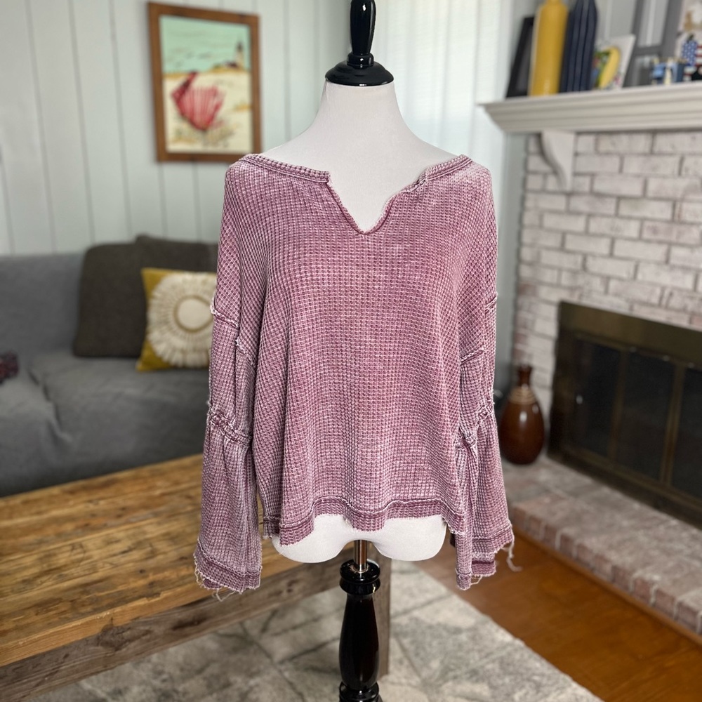 We The Free Dahlia Bell Sleeved Mauve Top